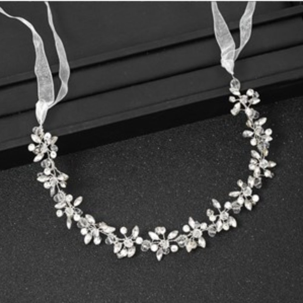 Handmade Cystals, Beads and Ribbon Bridal Hairband, NEW